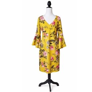 Olivia Matthews Yellow Floral Long Sleeve Dress